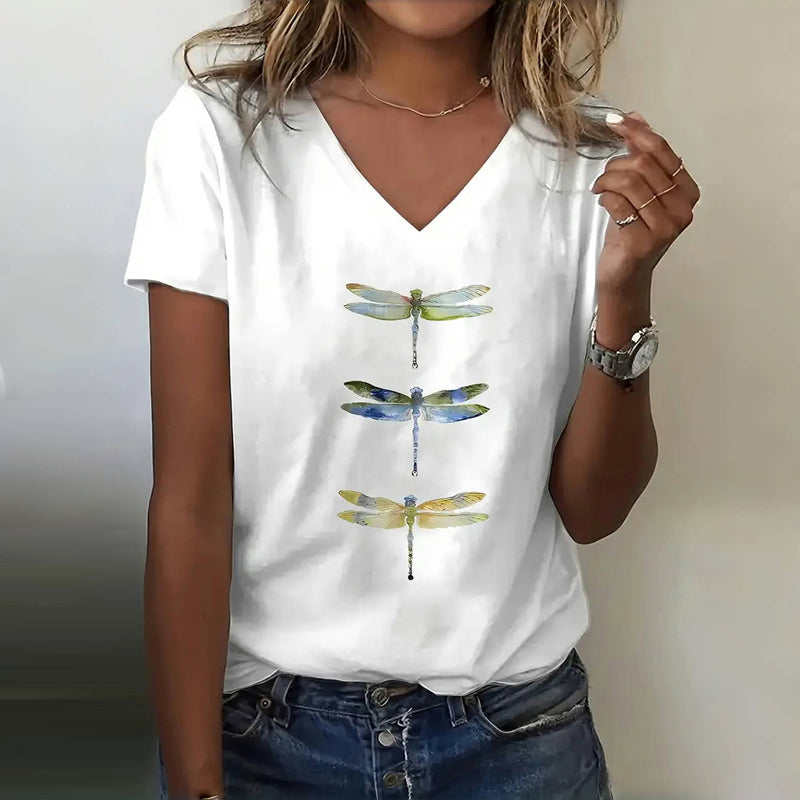 Ruth | Casual T-Shirt With Dragonfly Print