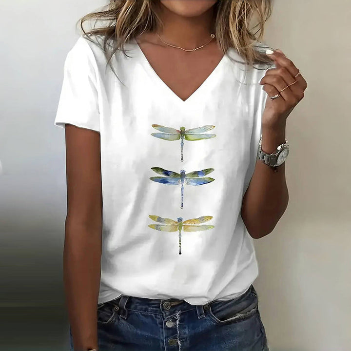 Ruth | Casual T-Shirt With Dragonfly Print
