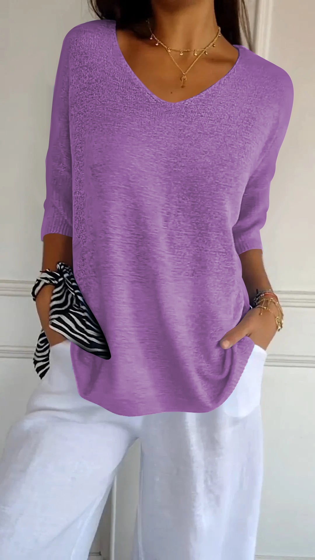 Heather - Knitted V-neck top