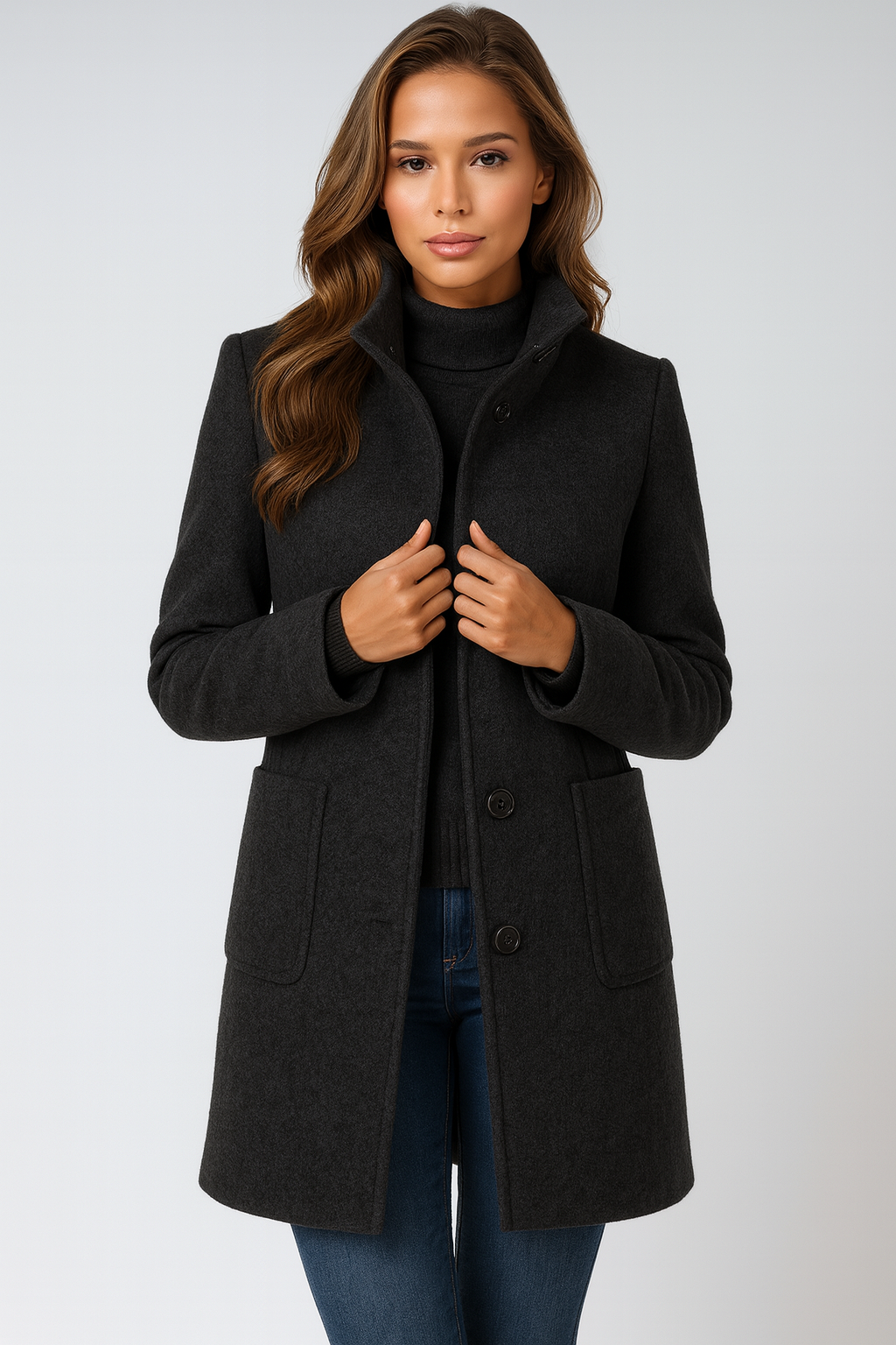 Lucy™ | High Collar Jacket in Wool Blend