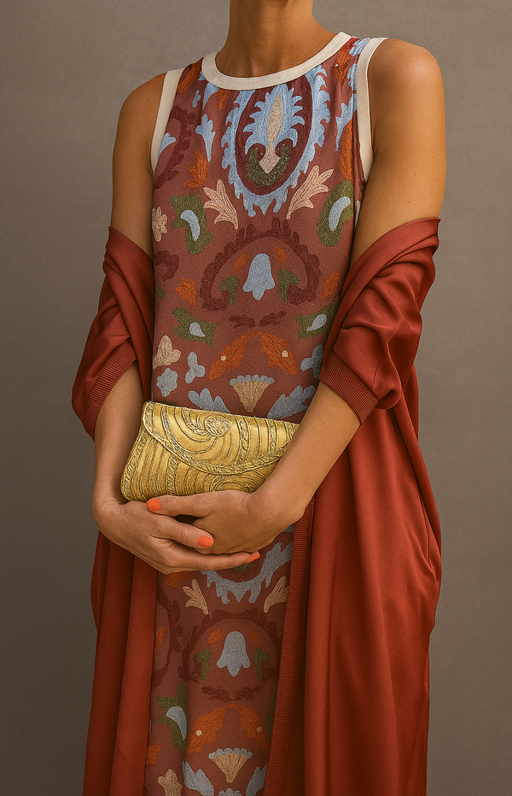 Raffeala | Elegant Long Dress with Coordinated Stole and Refined Silhouette for Special Events