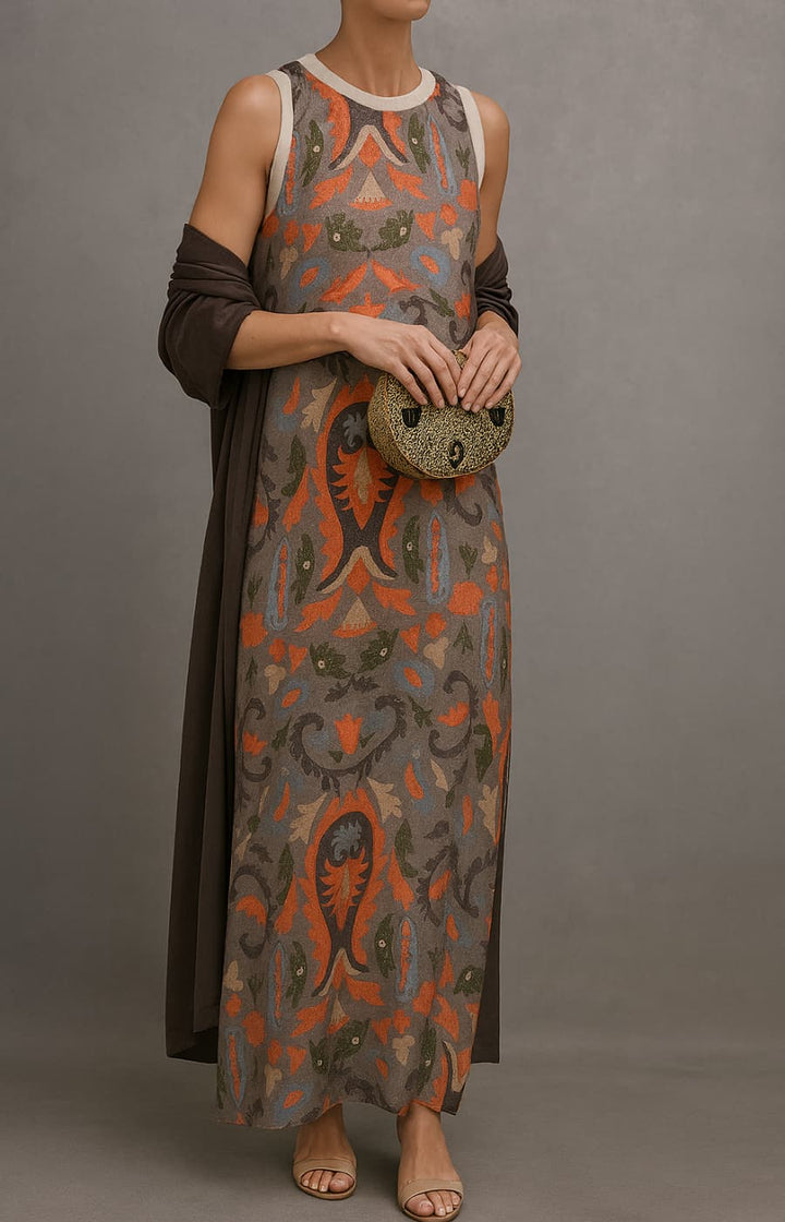 Raffeala | Elegant Long Dress with Coordinated Stole and Refined Silhouette for Special Events