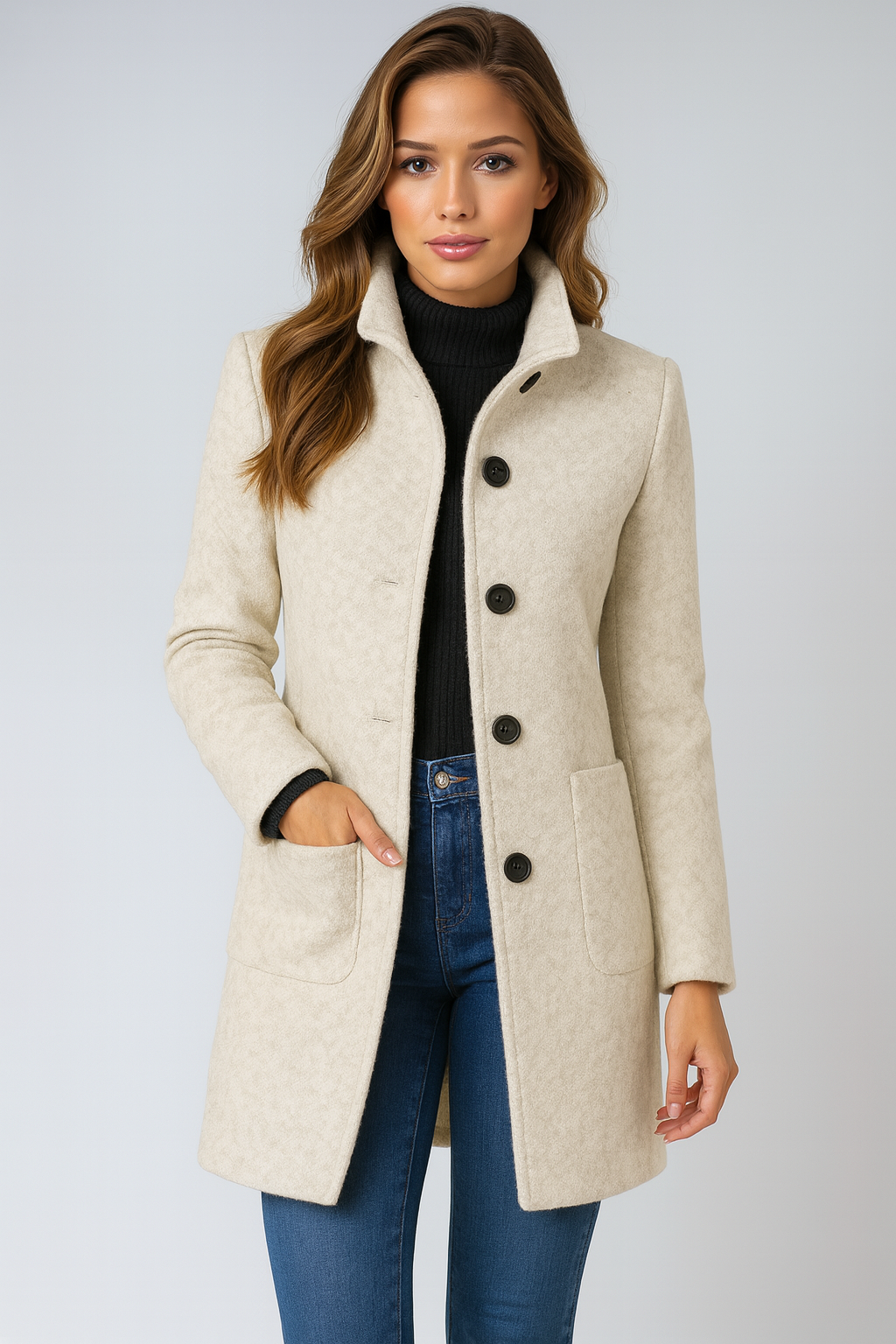 Lucy™ | High Collar Jacket in Wool Blend
