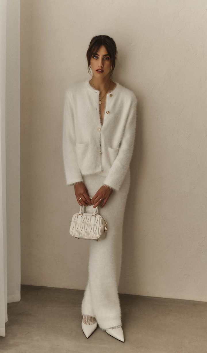 Fluffy Knitted Cardigan & Maxi Skirt Set