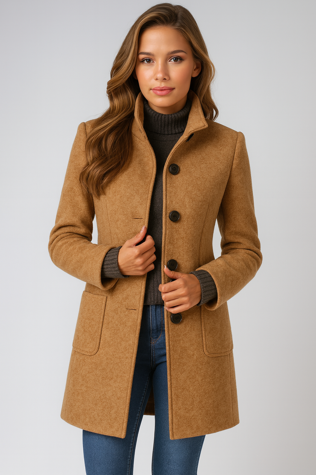 Lucy™ | High Collar Jacket in Wool Blend