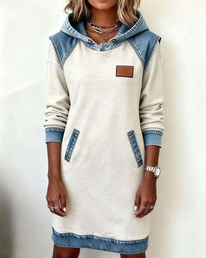 Denim Dress with Hood