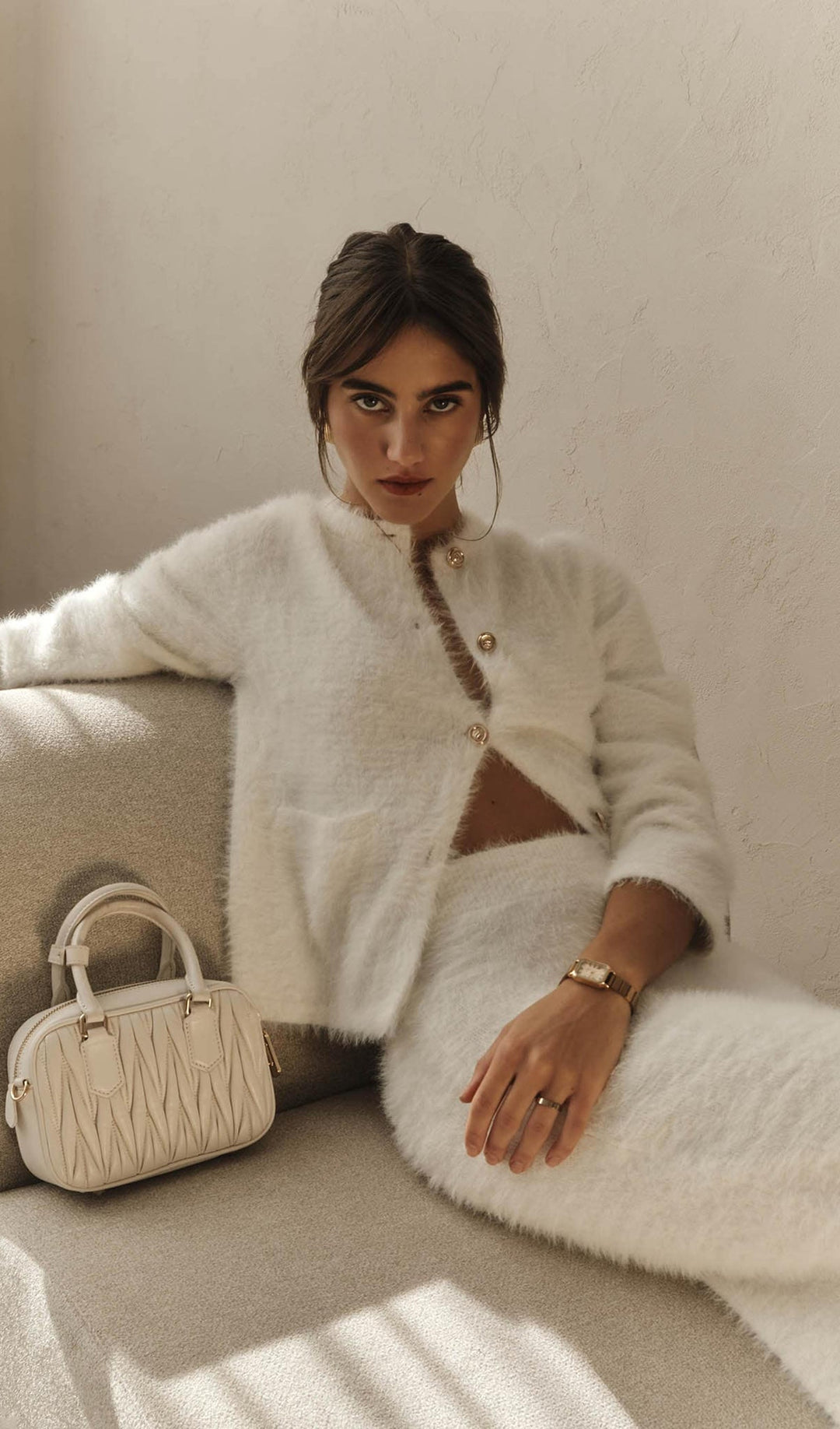 Fluffy Knitted Cardigan & Maxi Skirt Set