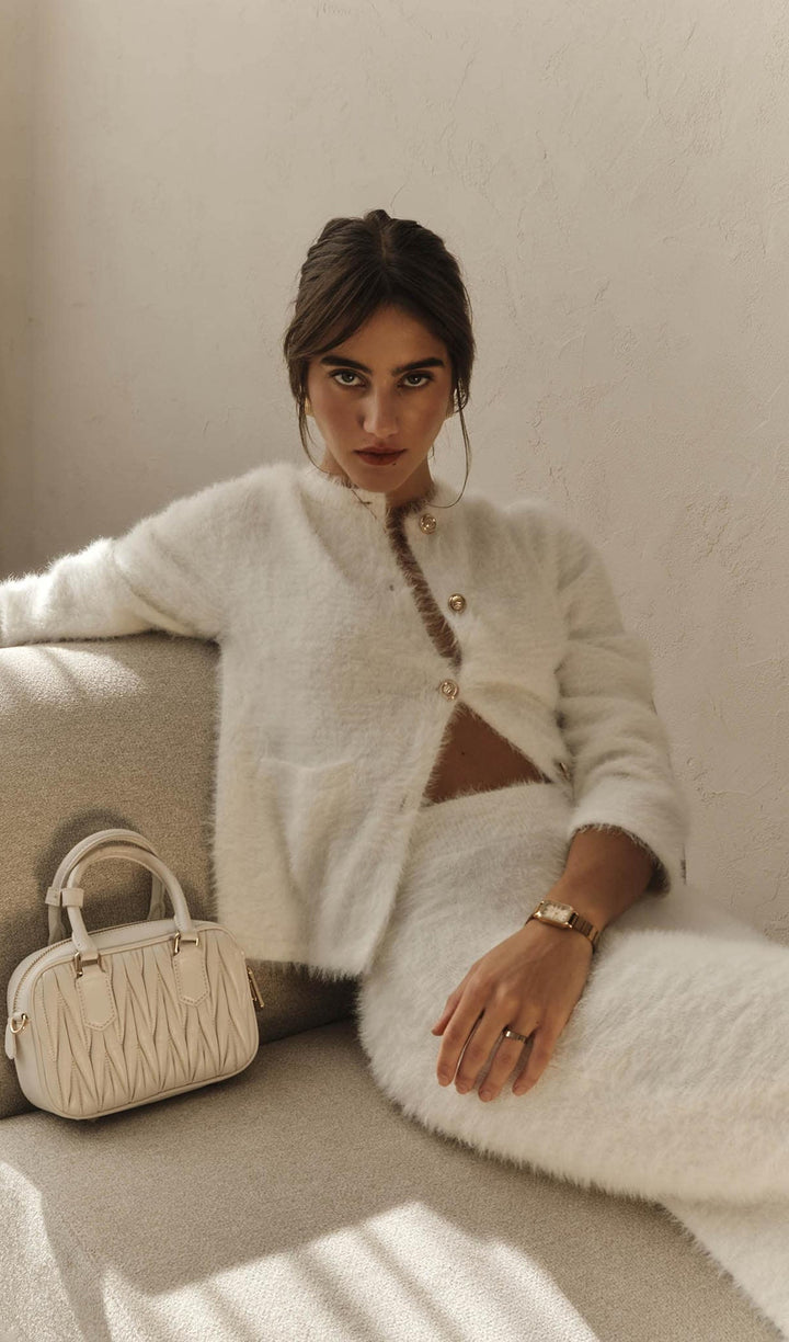 Fluffy Knitted Cardigan & Maxi Skirt Set