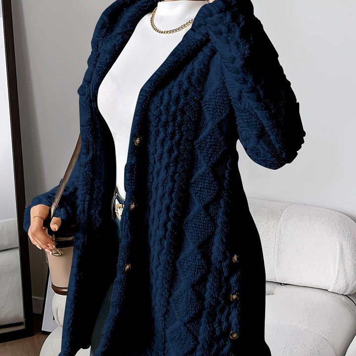 Paula™ - Plush Diamond-Patterned Hooded Cardigan