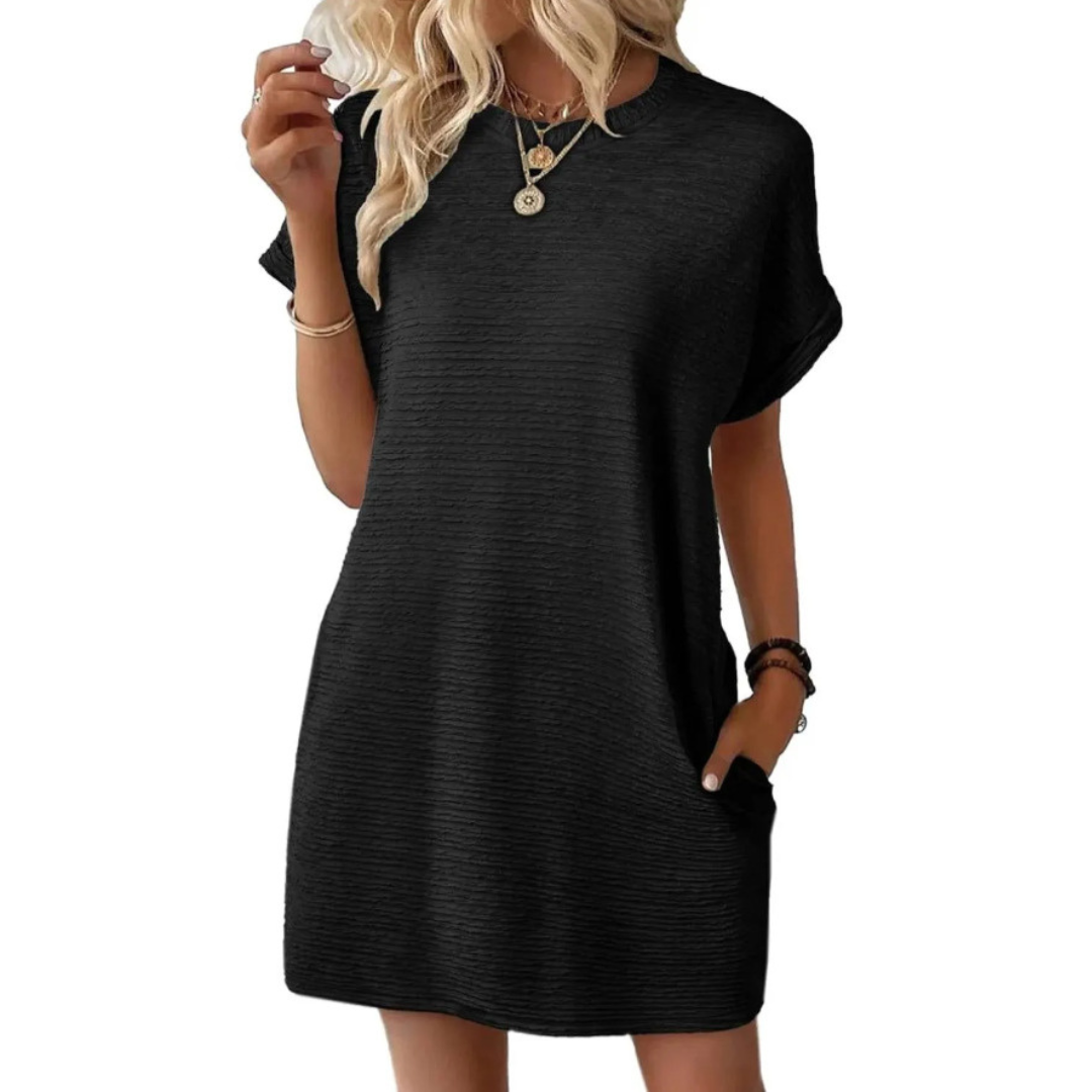 Evasha™ | Casual Minimalist Round Neck Summer Dress