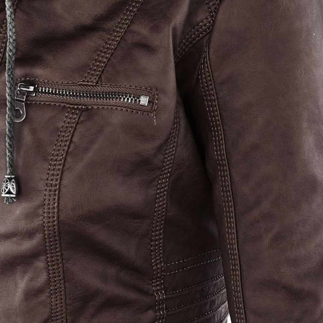 Odessa | Waterproof Leather Jacket with Hood