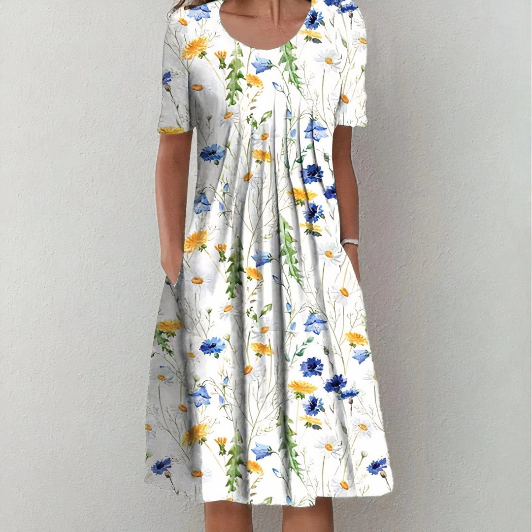 Hanna™ | Floral Midi Dress with Pockets