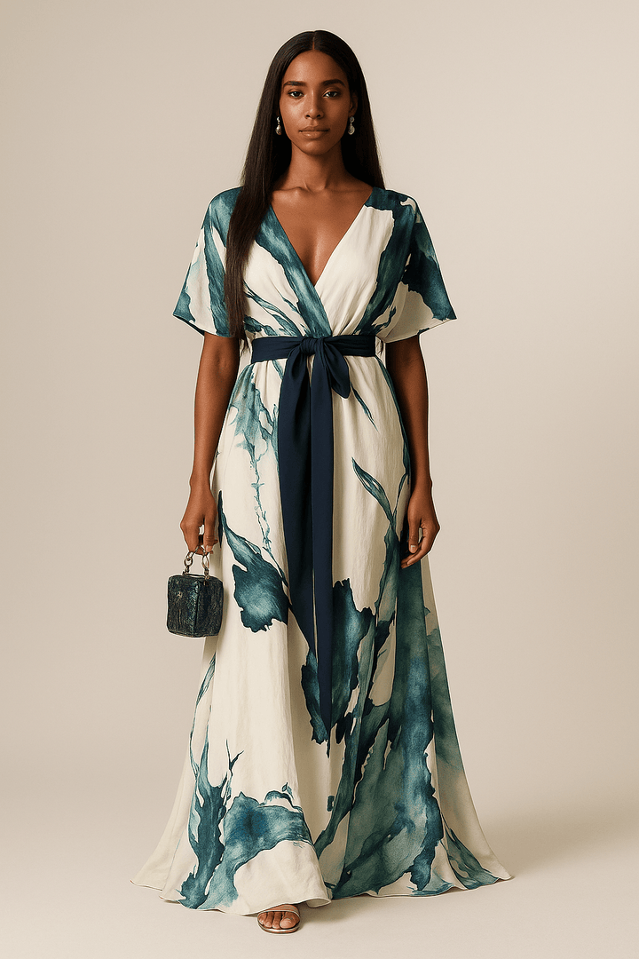 Abito™ | Watercolor Effect Long Dress